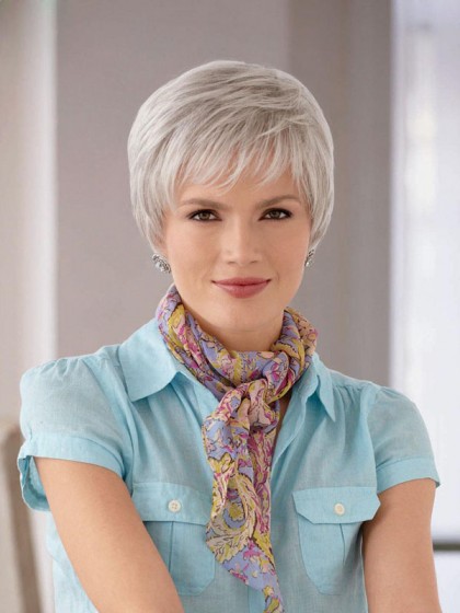 Modern Short Cut Lace Front Gray Wig