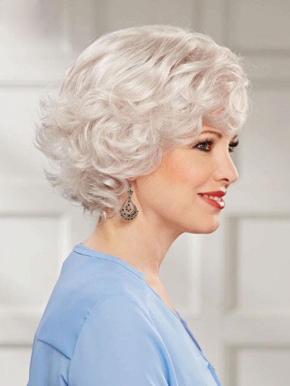 Short Lace Front Gray Wig With Long Layers