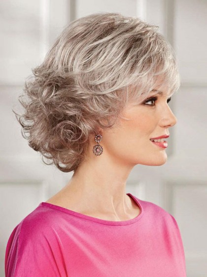 Layered Gray Wig With Pretty Tousled Curls