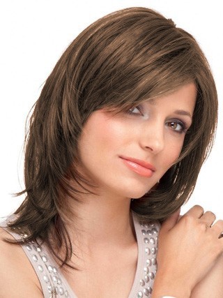 Marvelous Natural Straight Lace Front Mid-Length Remy Hair Wig