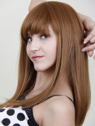 Prodigious Capless Long Straight Remy Human Hair Wig With Bangs