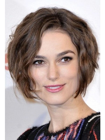 Keira Knightley Short Wavy Human Hair Lace Front Wig