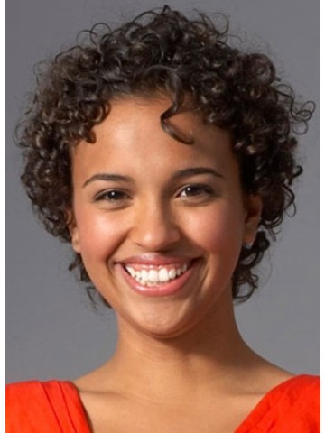 Attractive Black Short Curly Human Hair Full Lace Wig