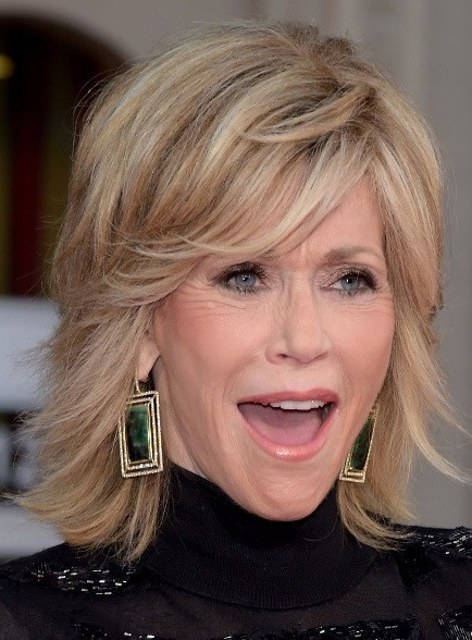 Jane Fonda Wavy Human Hair Capless Wigs