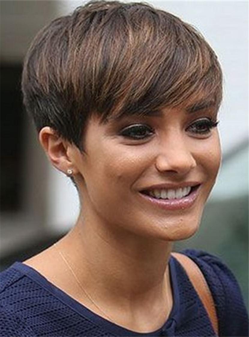 Simple Short Human Hair Straight Capless Wig