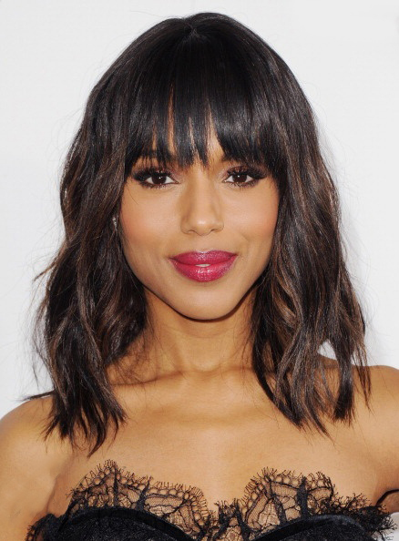 Kerry Washington Human Hair Wavy Capless Wig