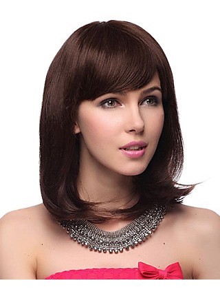 Stunning Medium Straight Capless Human Hair Wig