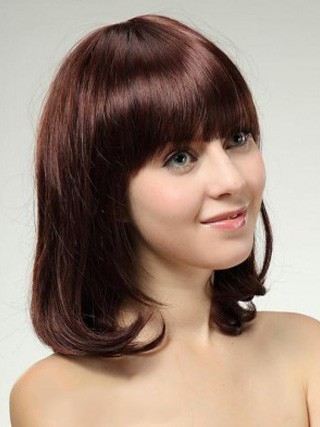 Romantic Wavy Medium Human Hair Wig