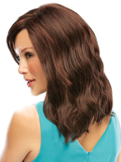 Glamorous Full Lace Auburn Wavy Human Hair Wig 