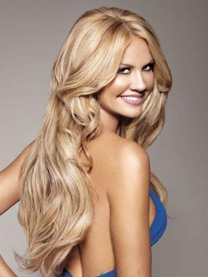 Full Lace Human Hair Long Length Wavy Wig