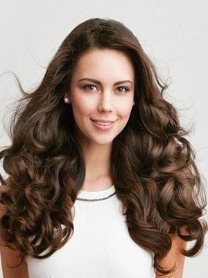 Nice-looking Long Wavy Human Hair Full Lace Wig