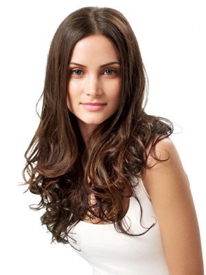 Stylish Long Wavy Human Hair Lace Front Wig