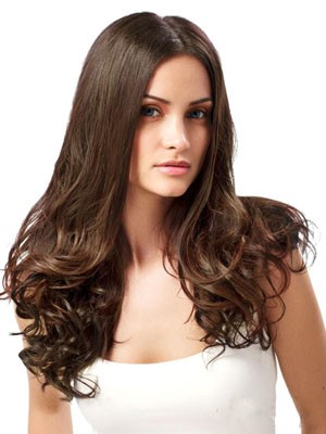 Stylish Long Wavy Human Hair Lace Front Wig