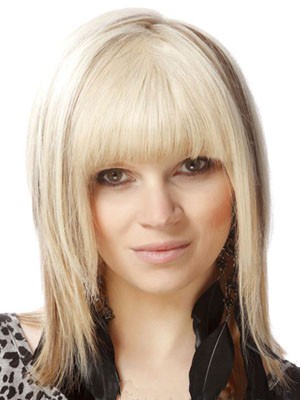 Pretty Capless Medium Length Human Hair Wig