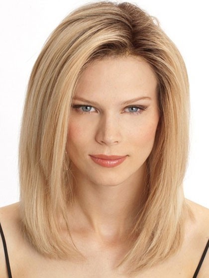 Romantic Medium Lace Front Straight Remy Hair Wig