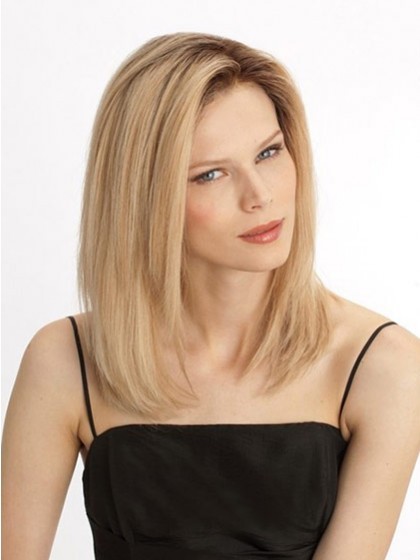 Romantic Medium Lace Front Straight Remy Hair Wig