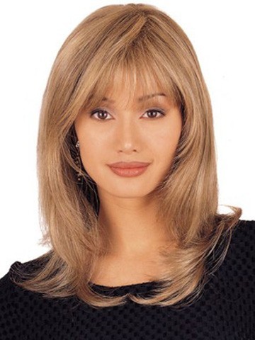 Elegante Mid Length Lace Front Layered 100% Human Hair Wig