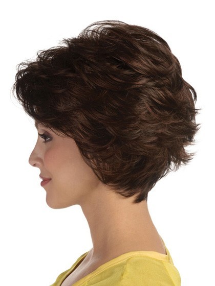 Cool Short Synthetic Feathery Layered Style Lace Wig For Woman