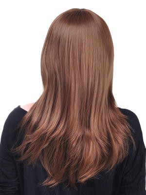 Textured Human Hair Straight Long Wig