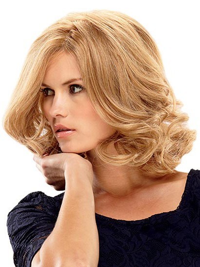 Nice Medium Lace Front with Mono Wavy Wig For Woman