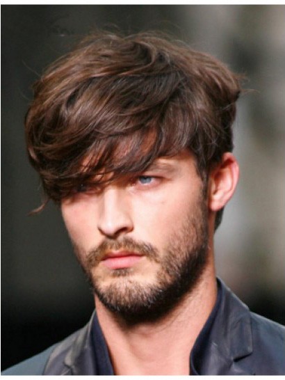 High Quality Wavy Short Brown Mens Wig