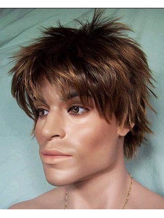 Short Natural Straight Lace Front Mens Wig