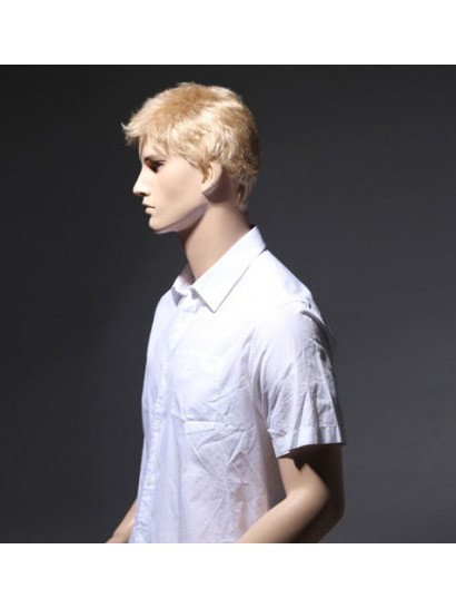 Short Blonde Sassy Full Lace Remy Human Hair Mens Wig