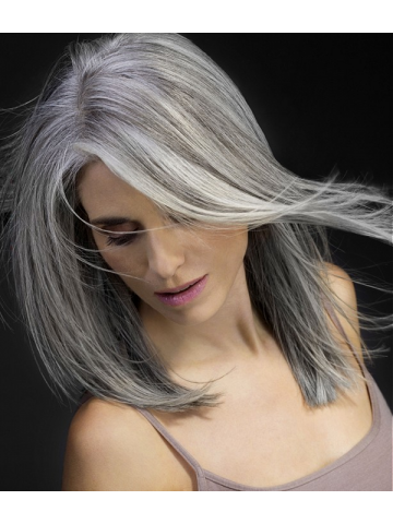 Discount Gray Long Straight Synthetic Lace Front Wig