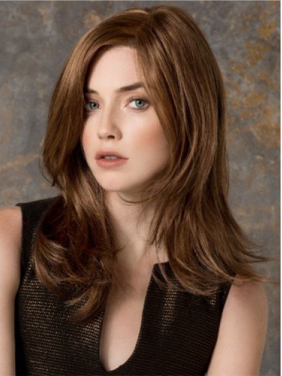 Nice Blonde Monofilament Straight Long Wig Without Bangs