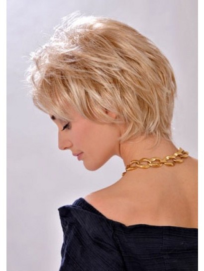 Beautiful Feminine Short Wavy Monofilament Blonde Wig