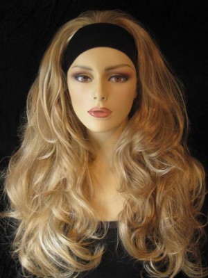 Synthetic Long Layered Wavy 3/4 Wigs