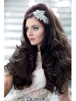 Flattering Long Wavy Synthetic 3/4 Wig