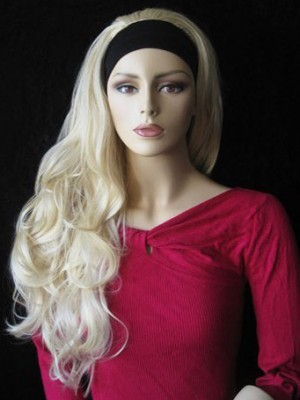 Long Synthetic Tumbling Wavy 3/4 Wig